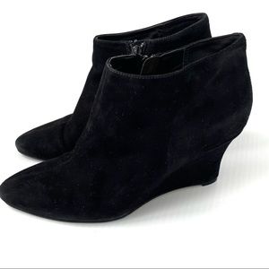 Cole Haan suede wedge booties black
